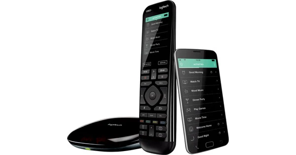 A mobile phone and a TV remote