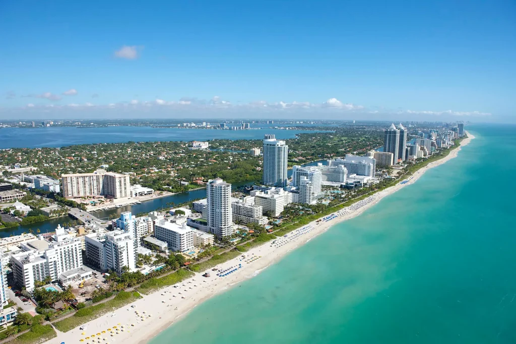 Areal view of a beach during daytime