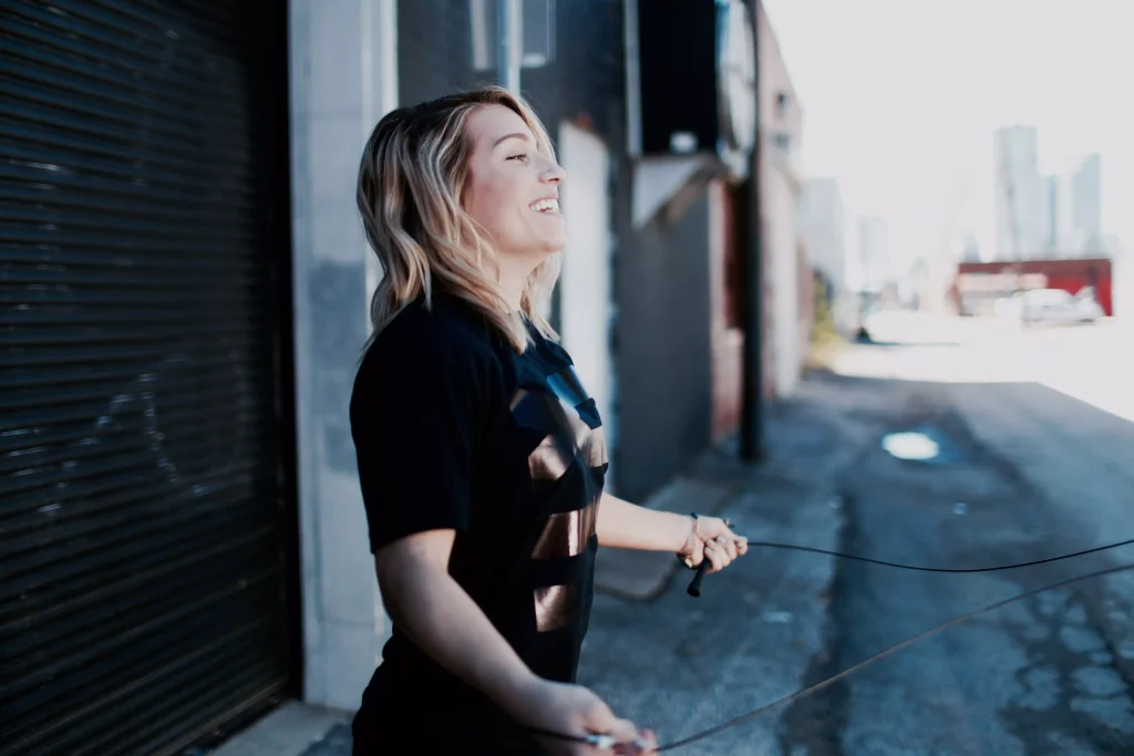 Women using jump rope