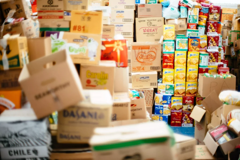 Foods stored in boxes