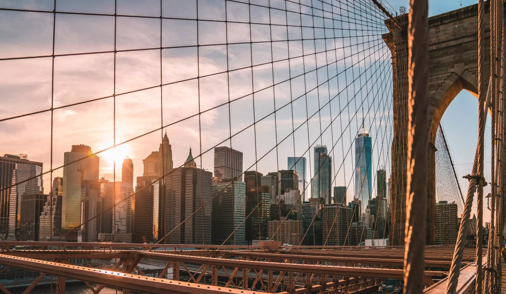 A city photographed from a bridge