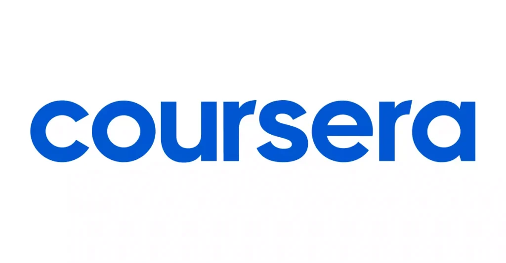 coursera written in blue letters