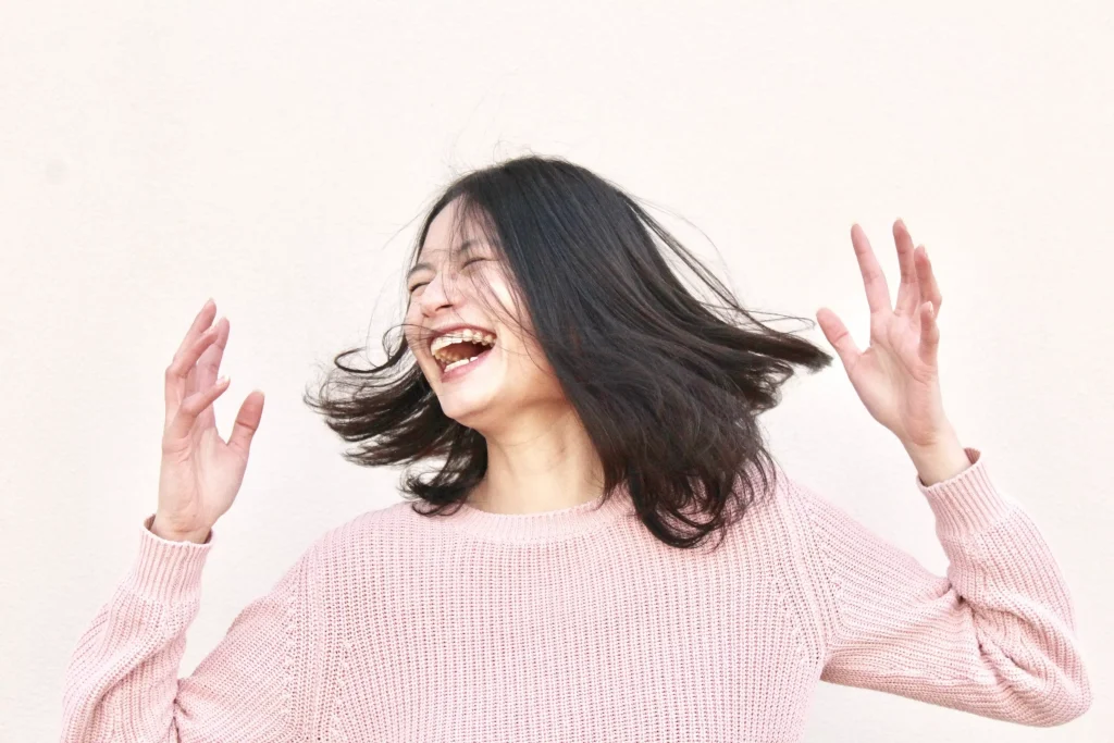 A girl laughing 