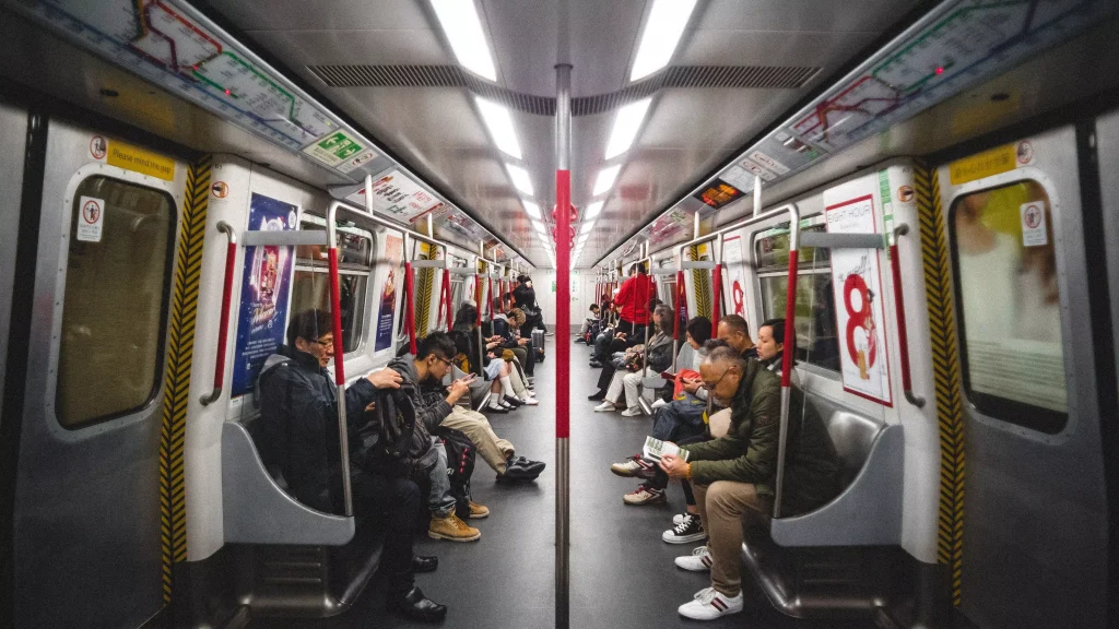 Inside a train