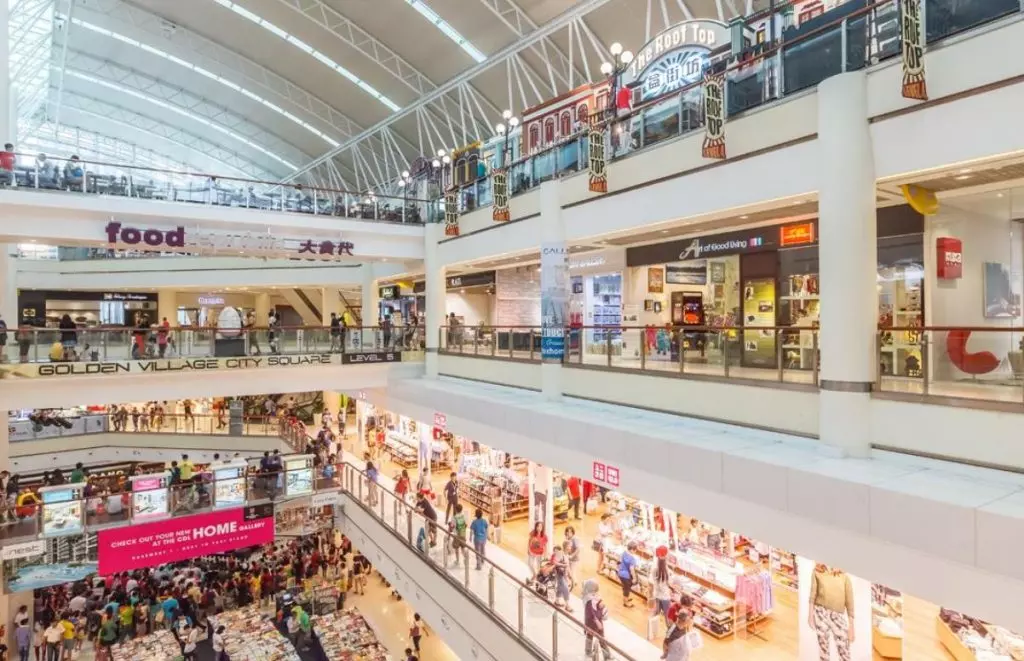 The Newton Shopping Center inside of the building with people in it