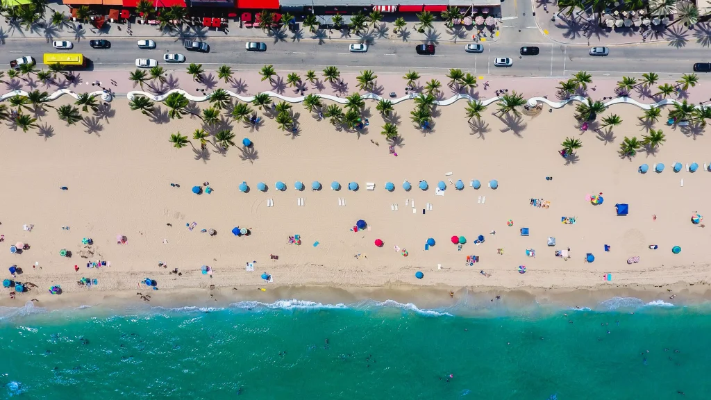 Areal view of a beach in daytime