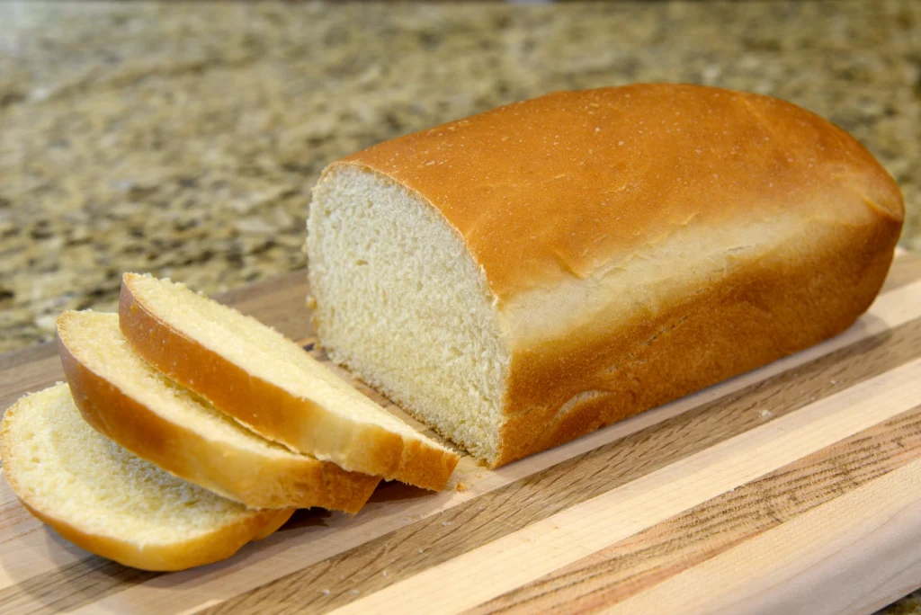 White bread with three slices cut off