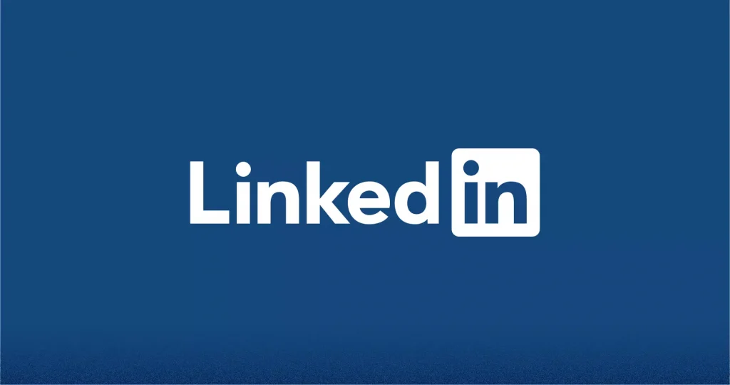 linkedin written in white letters on a blue canvas