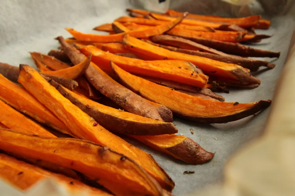 Sliced and cooked white potatoes aranged and photographed