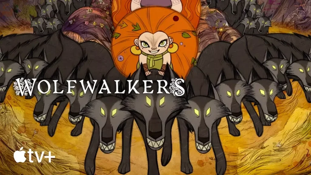 Animated character of a girl with wolves