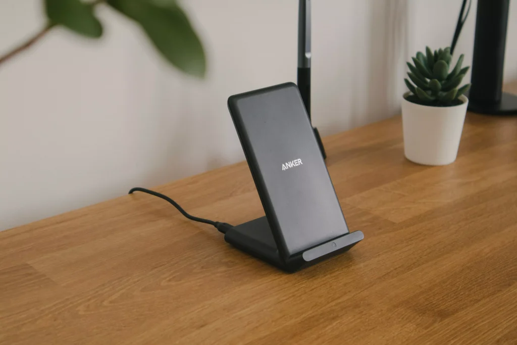 A charging station on the desk