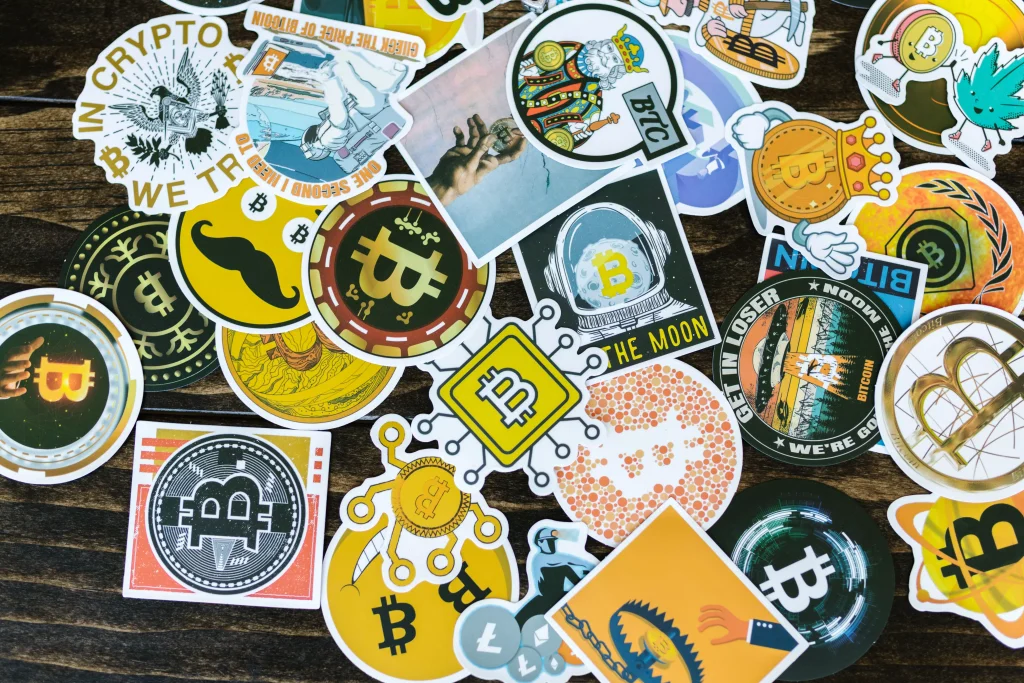 A lot of stickers on a table