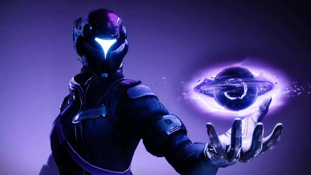 Destiny 2 game character in purple armor