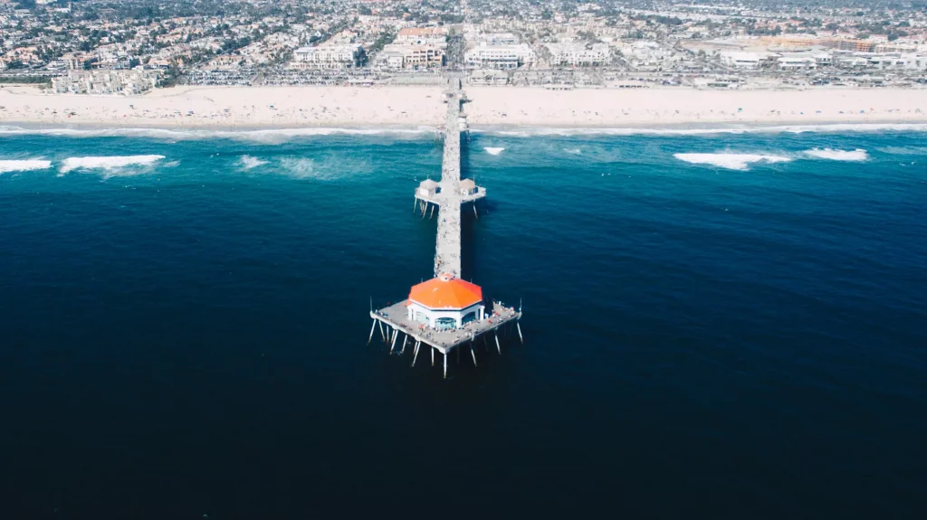 Huntington Beach California photographed from a helicopter