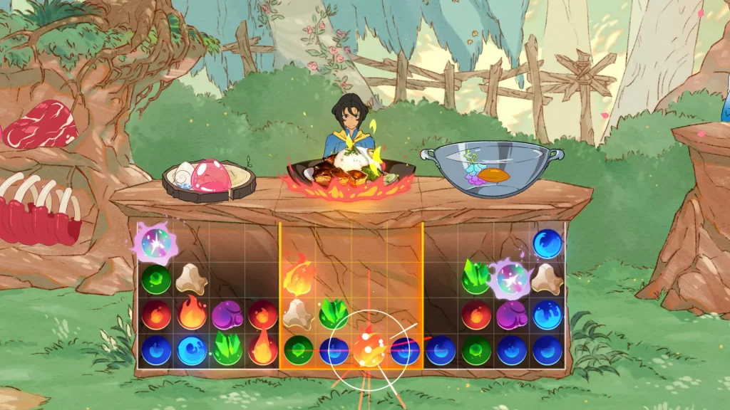 In game footage of the anime cooking game