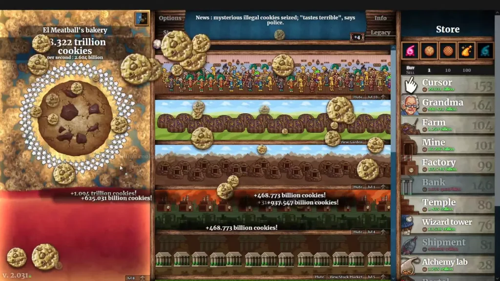 In game footage of game cookie clicker