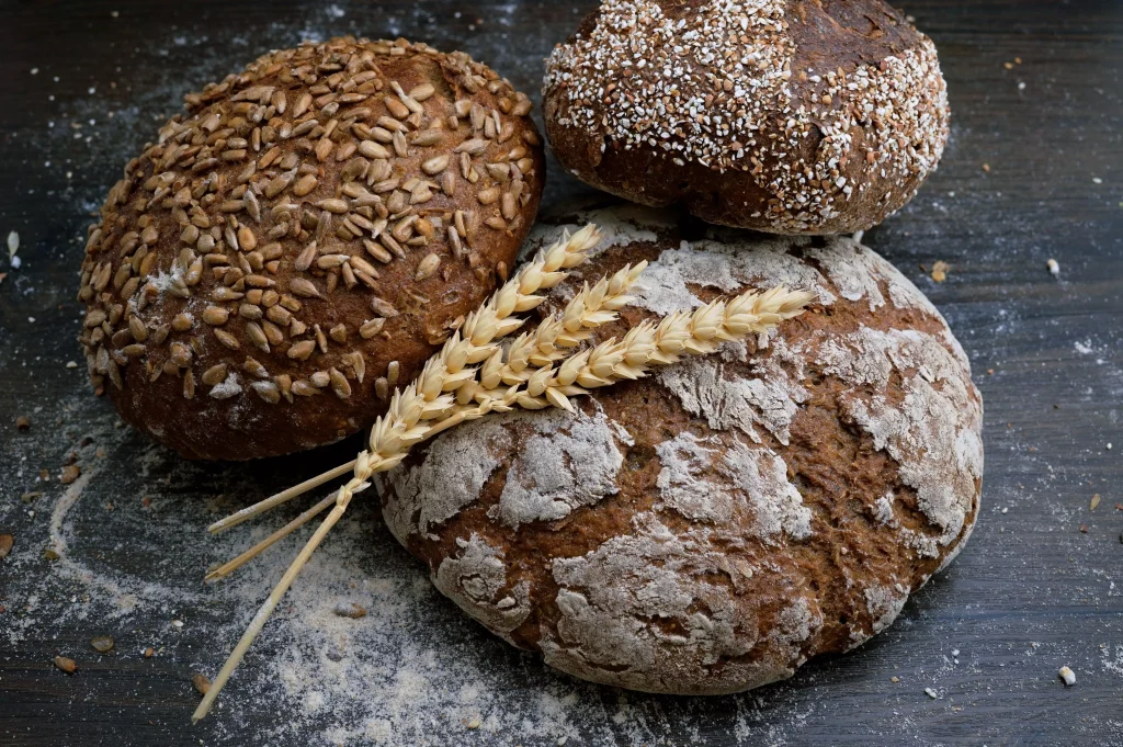 Three healthy breads with seeds and cereals