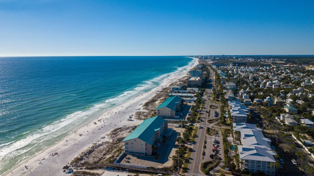 Areal view of a city on the beach