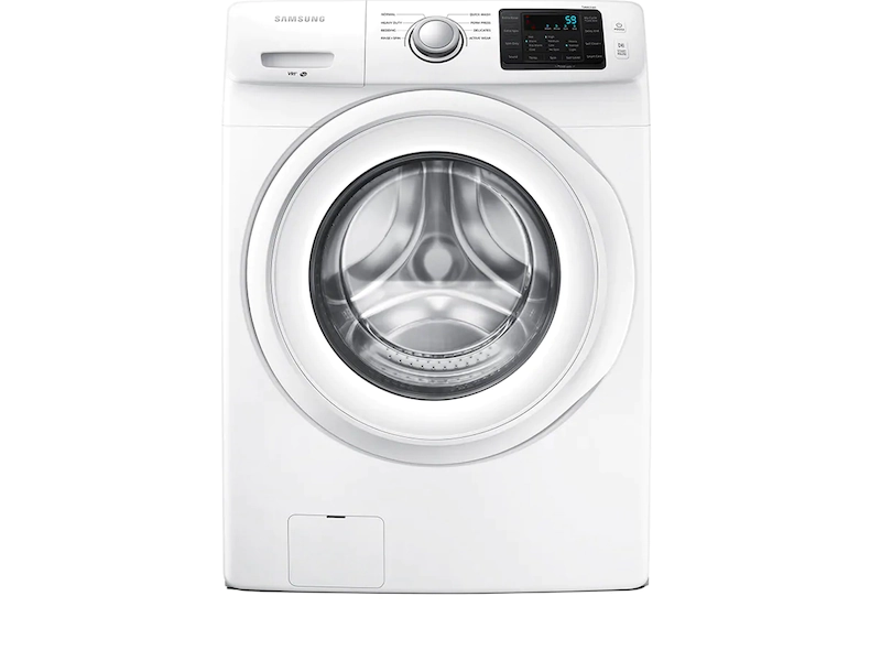 White washing machine with a touch screen