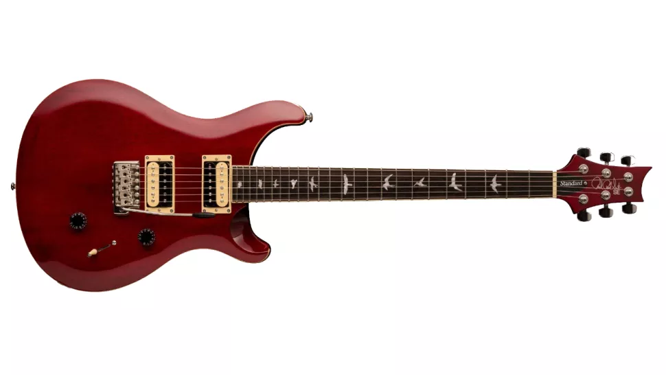 Cherry red electric guitar