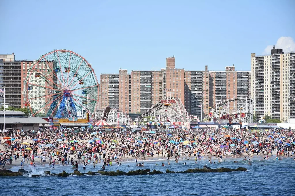 a lot of people on a beach 