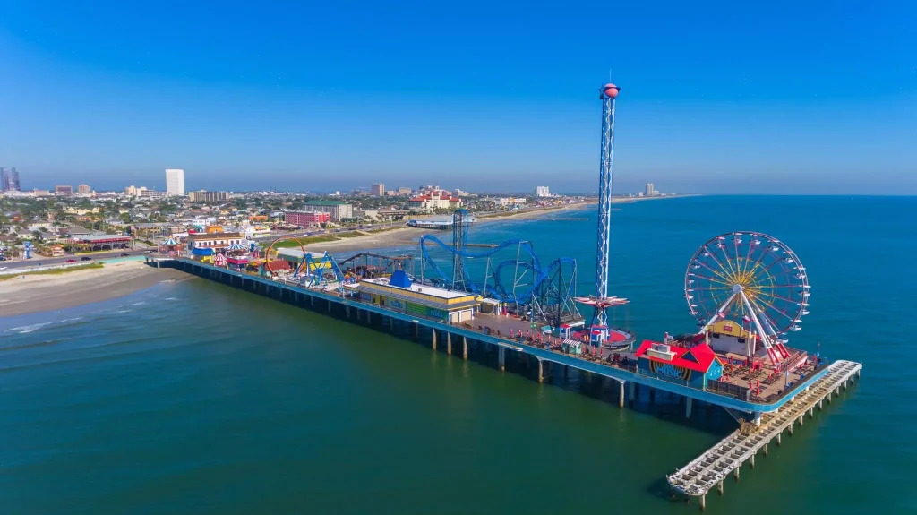 an amusment park on a pier