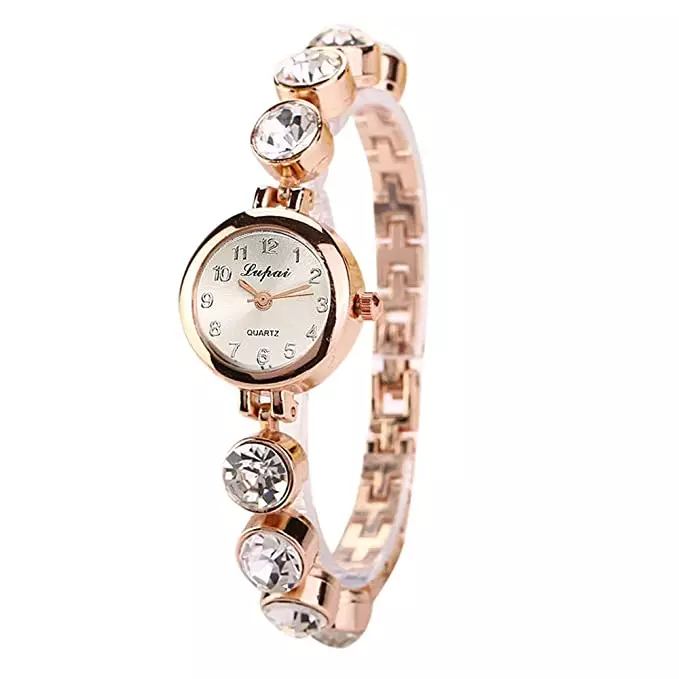 a watch with pink gold details