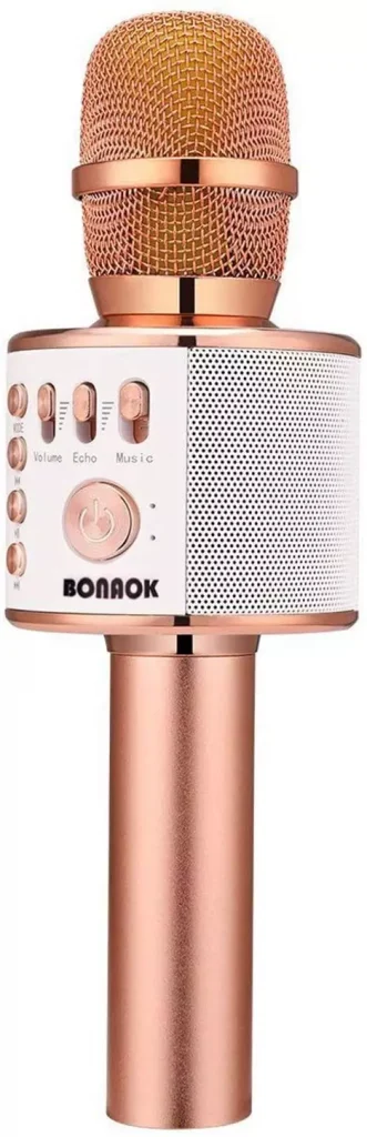 a pink gold color microphone