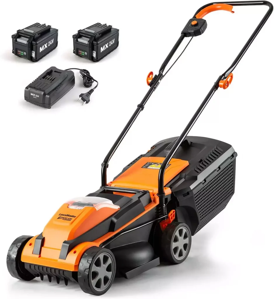 an orange lawn mower