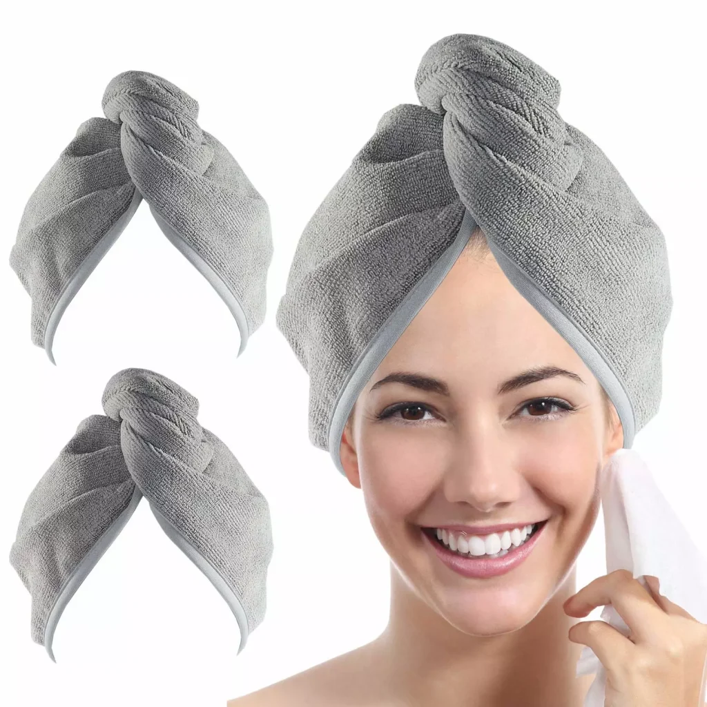 a women with a towel on her head