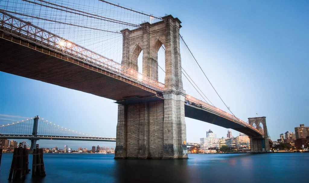 a bridge connecting two cities across a river