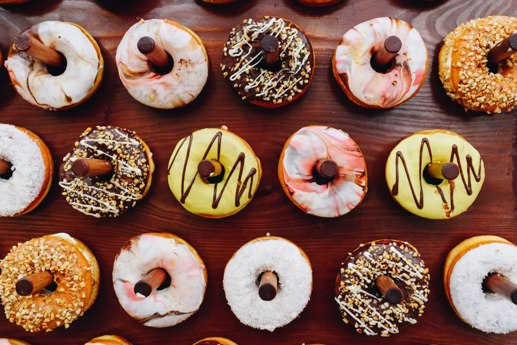 a bunch of doughnuts on a table