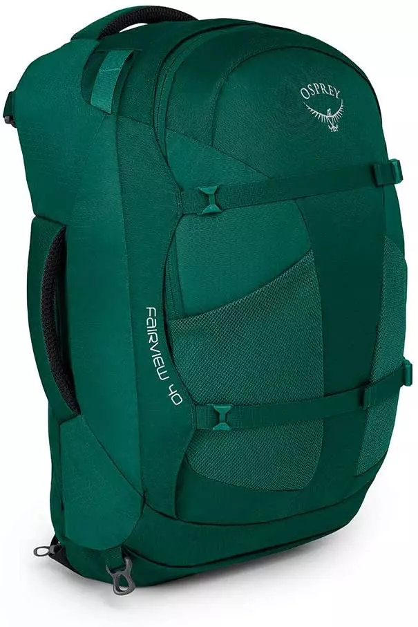 a green color backpack with minimalistic design