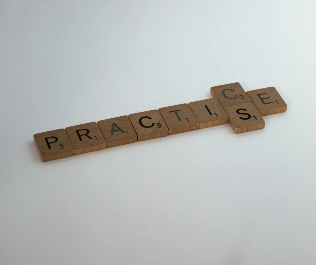 practice written out with little wooden blocks