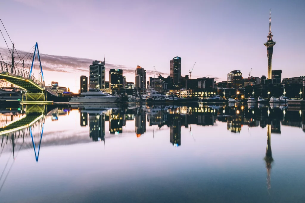 a beautiful city photographed in sunset