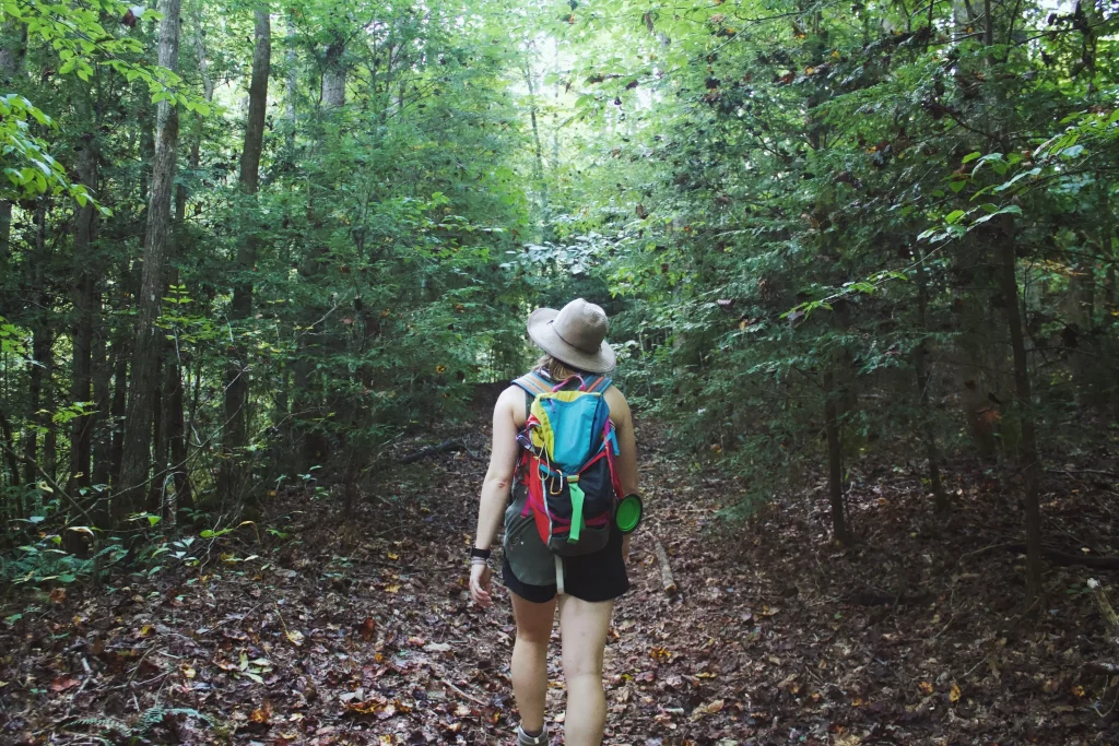 women wandering in the woods