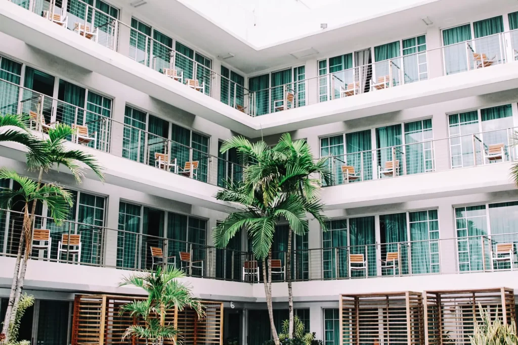 a white building with a lot of windows