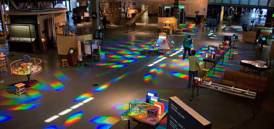 a photo inside of a disco with a lot of colorful lights