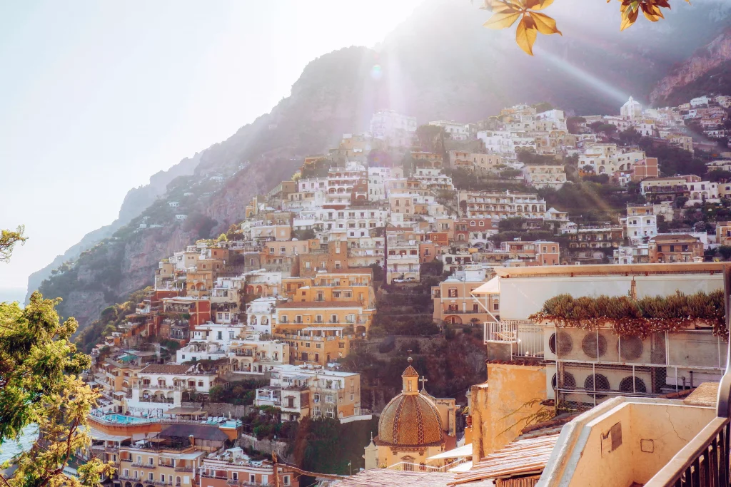 a coastal city photographed on a bright summer day