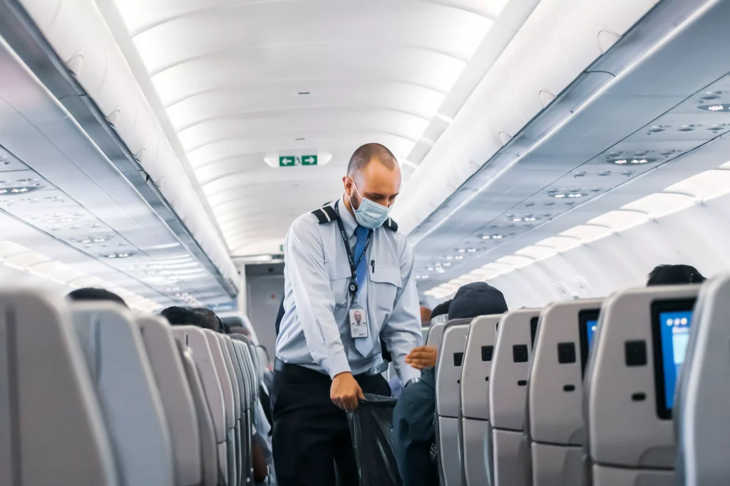 airplane staff in an airplane