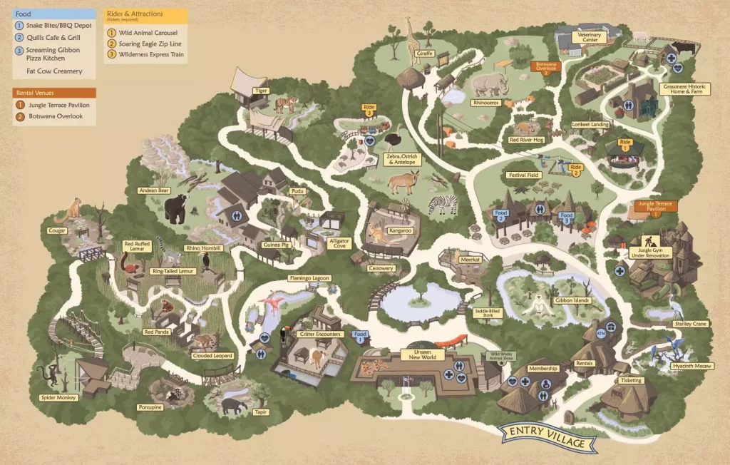 a map of a zoo 