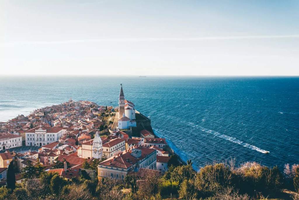 coastal city photographed from the air