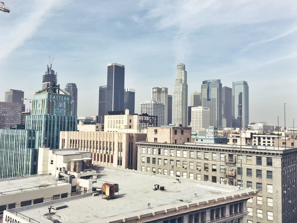 big skyscrapers photographed from a building