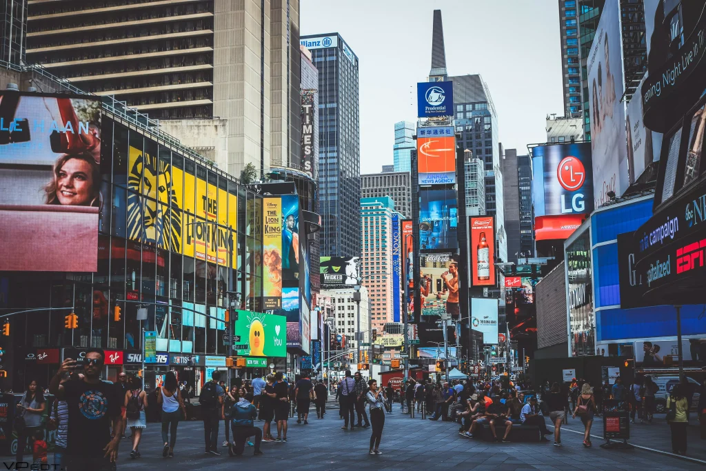 big buildings with big bilboards in huge city