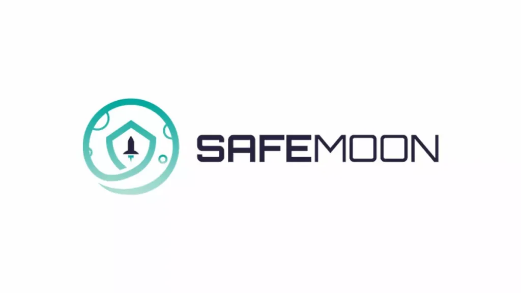 lime green logo that spells safemoon on a white background