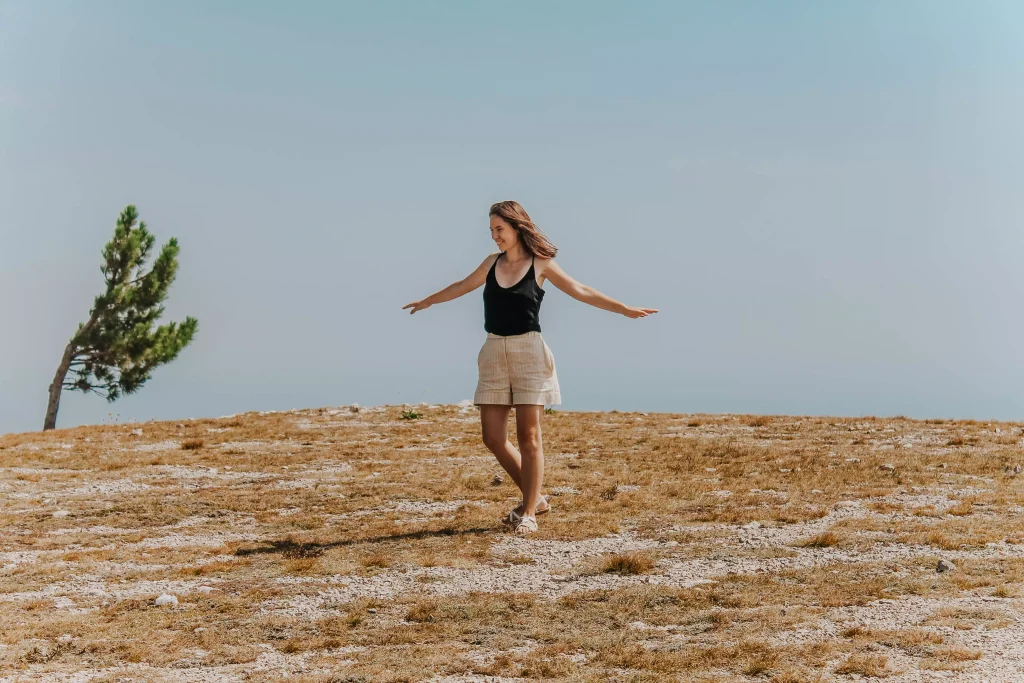 a women walking in a dessert