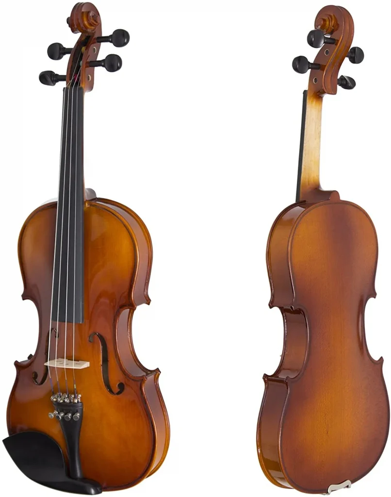 two violins next to each other one facing front one back