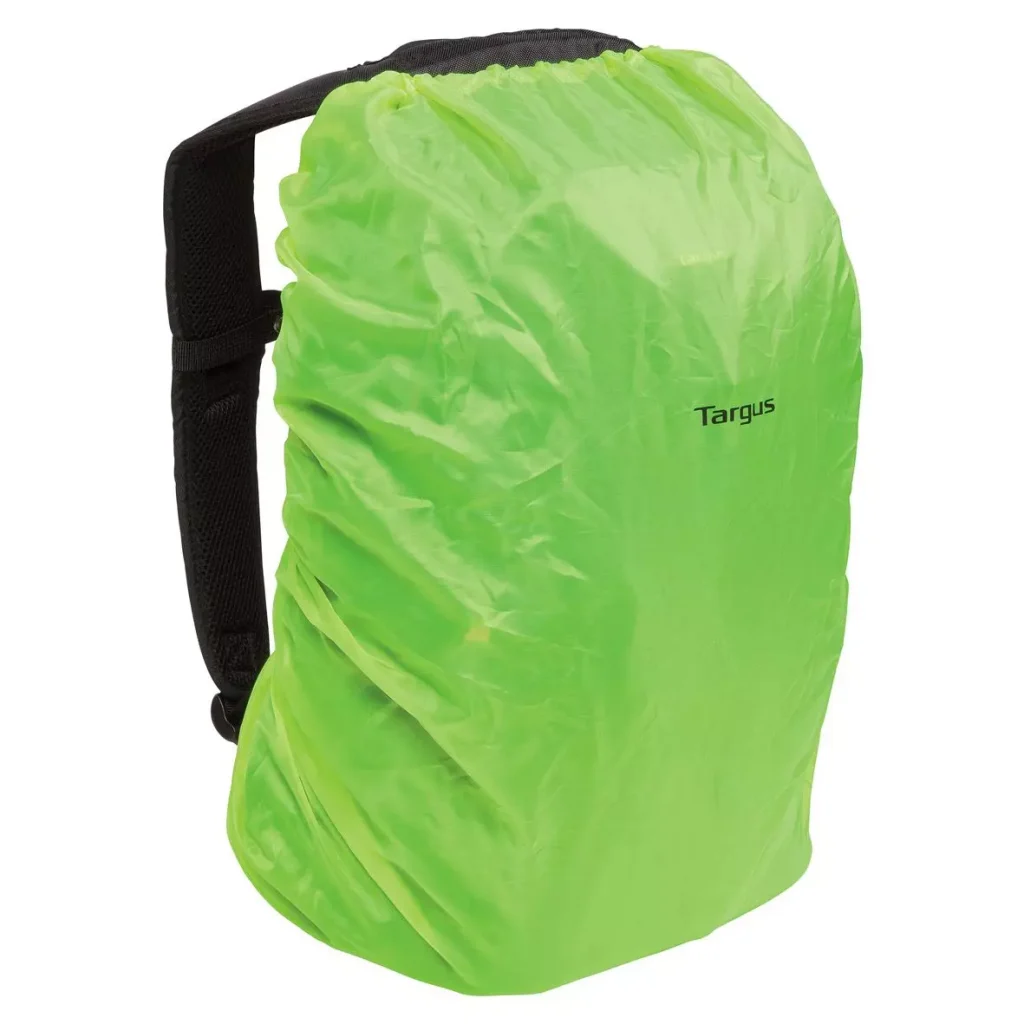 a lime green color rain cover for a backpack