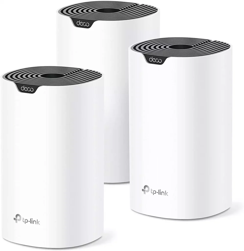 three white speakers next to each other