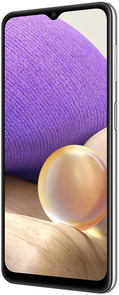 a phone with a violet and cream background photographed from the side